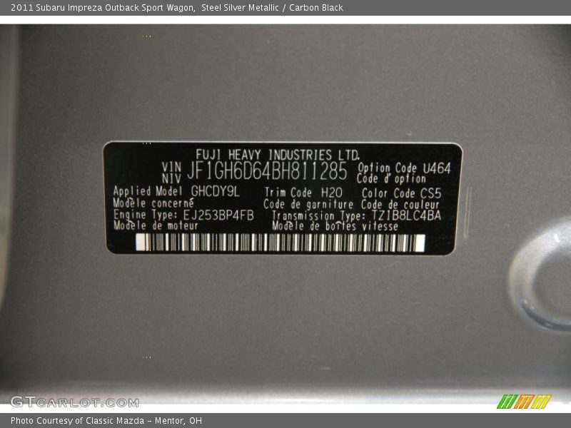 Steel Silver Metallic / Carbon Black 2011 Subaru Impreza Outback Sport Wagon