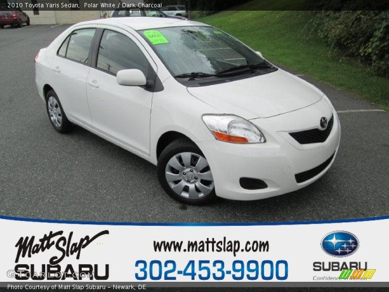 Polar White / Dark Charcoal 2010 Toyota Yaris Sedan