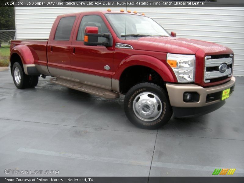 Ruby Red Metallic / King Ranch Chaparral Leather 2014 Ford F350 Super Duty King Ranch Crew Cab 4x4 Dually