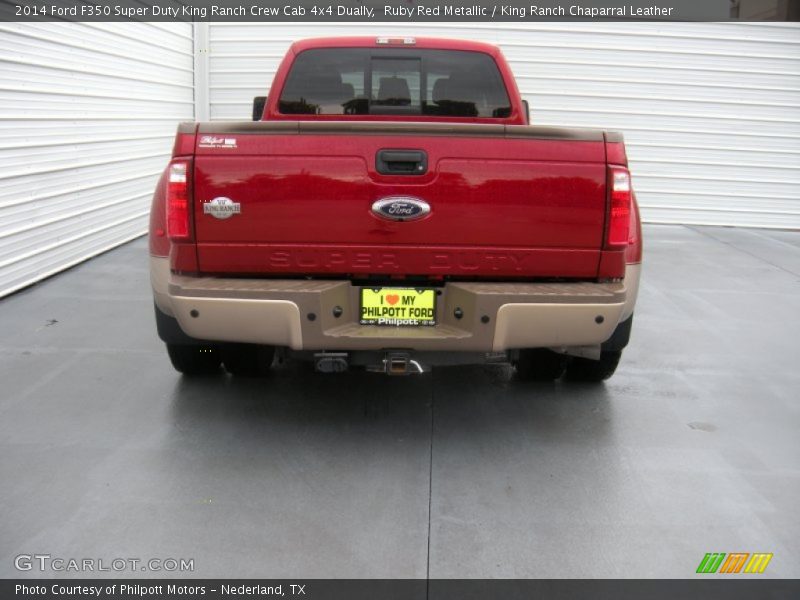Ruby Red Metallic / King Ranch Chaparral Leather 2014 Ford F350 Super Duty King Ranch Crew Cab 4x4 Dually