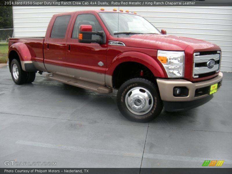 Ruby Red Metallic / King Ranch Chaparral Leather 2014 Ford F350 Super Duty King Ranch Crew Cab 4x4 Dually