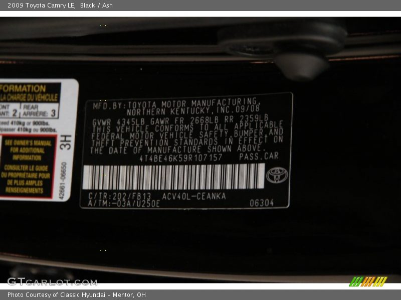Black / Ash 2009 Toyota Camry LE