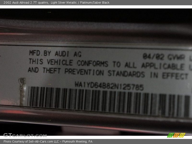 Light Silver Metallic / Platinum/Saber Black 2002 Audi Allroad 2.7T quattro