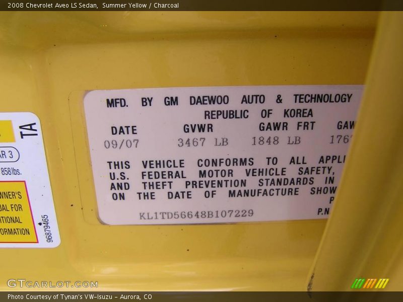 Summer Yellow / Charcoal 2008 Chevrolet Aveo LS Sedan