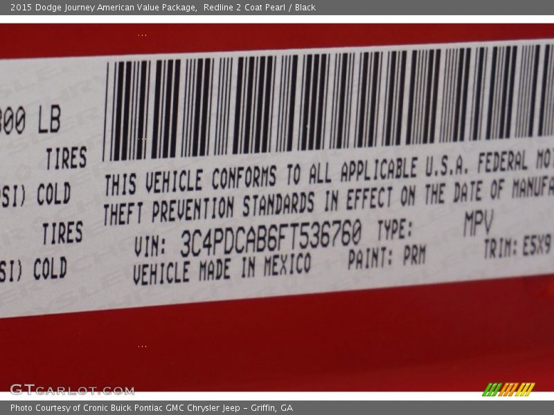Redline 2 Coat Pearl / Black 2015 Dodge Journey American Value Package