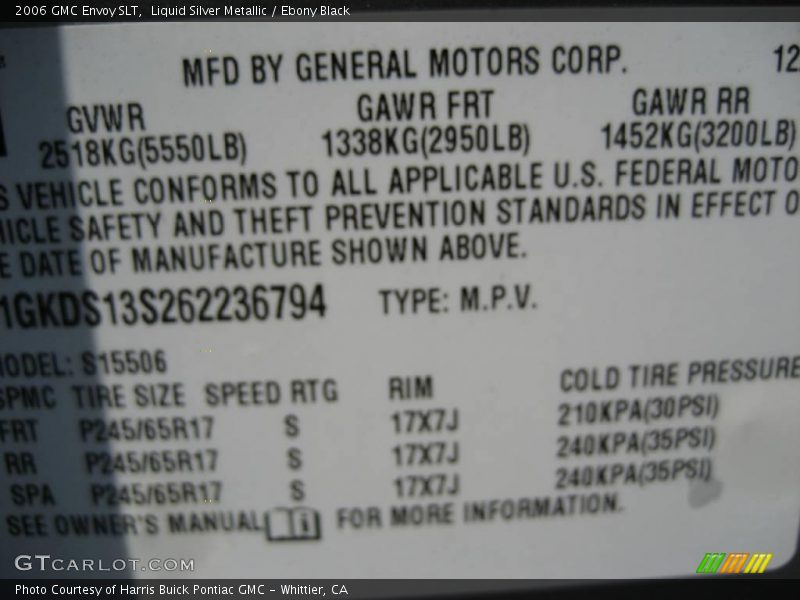 Liquid Silver Metallic / Ebony Black 2006 GMC Envoy SLT
