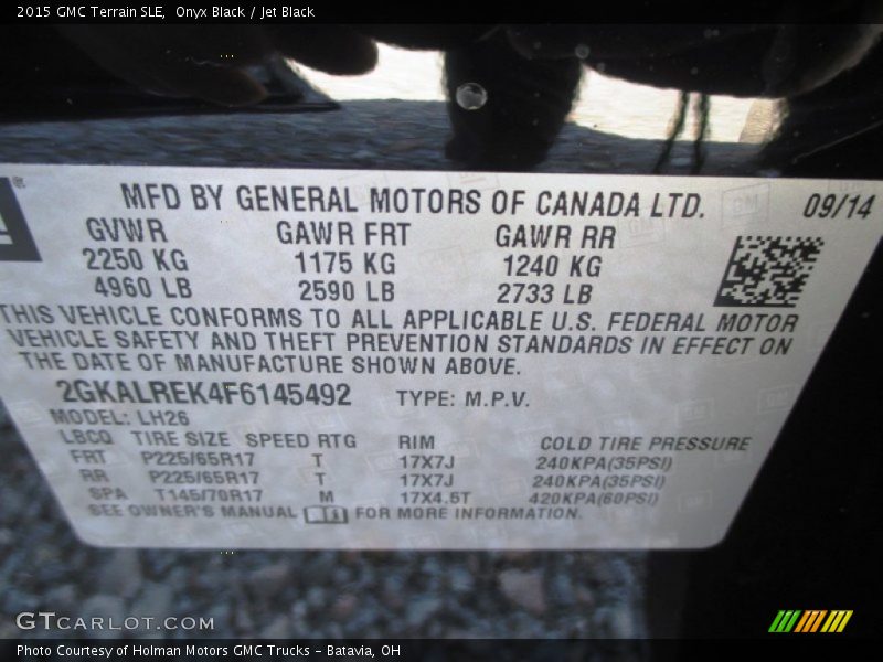 Onyx Black / Jet Black 2015 GMC Terrain SLE