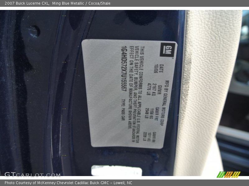 Ming Blue Metallic / Cocoa/Shale 2007 Buick Lucerne CXL