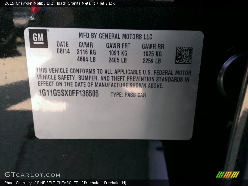 Black Granite Metallic / Jet Black 2015 Chevrolet Malibu LTZ
