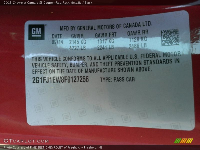 Red Rock Metallic / Black 2015 Chevrolet Camaro SS Coupe