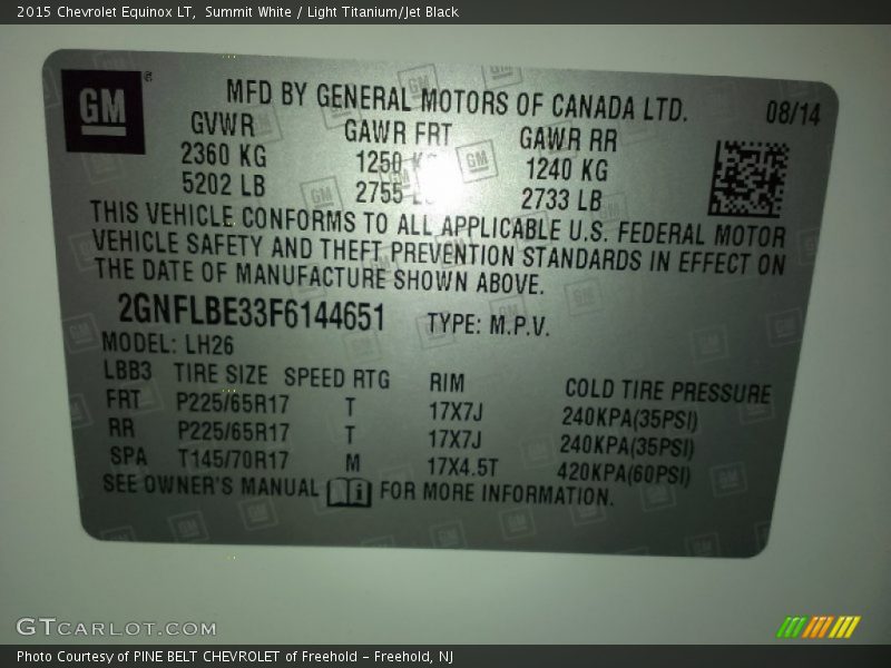 Summit White / Light Titanium/Jet Black 2015 Chevrolet Equinox LT