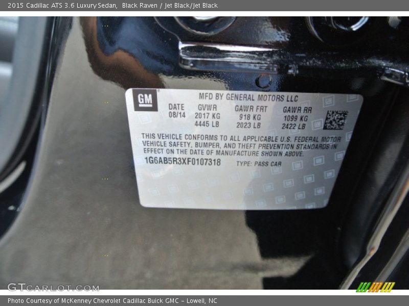 Black Raven / Jet Black/Jet Black 2015 Cadillac ATS 3.6 Luxury Sedan