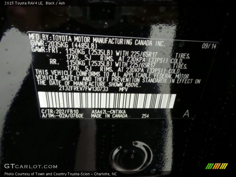 Black / Ash 2015 Toyota RAV4 LE