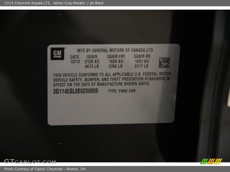 Ashen Gray Metallic / Jet Black 2014 Chevrolet Impala LTZ