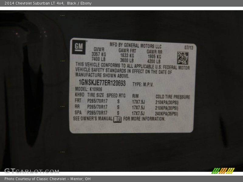 Black / Ebony 2014 Chevrolet Suburban LT 4x4