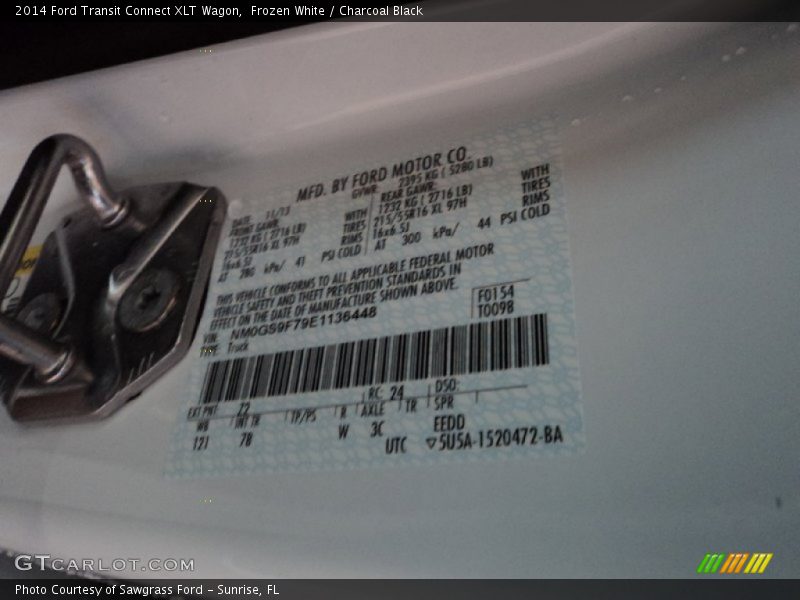 Frozen White / Charcoal Black 2014 Ford Transit Connect XLT Wagon