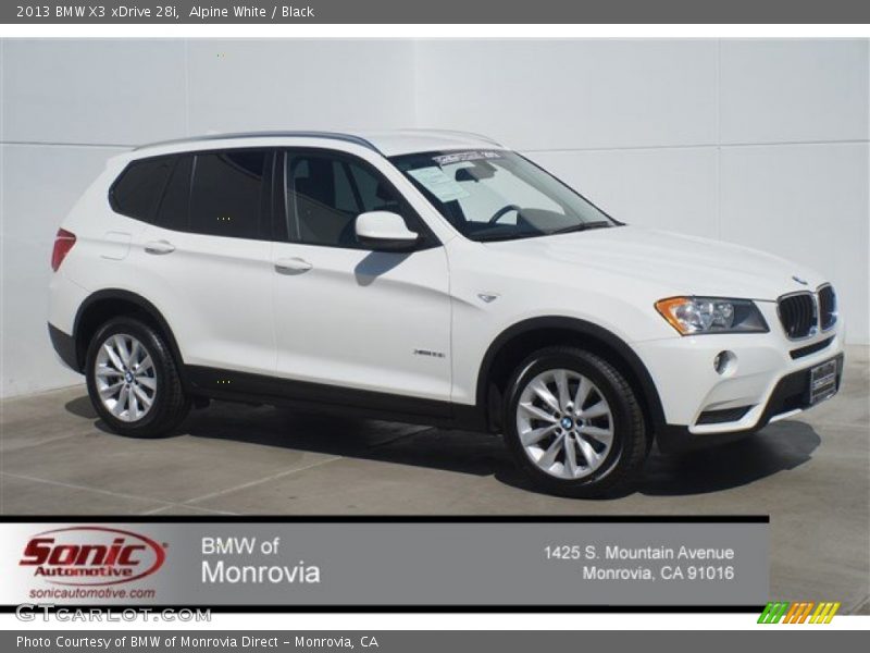 Alpine White / Black 2013 BMW X3 xDrive 28i