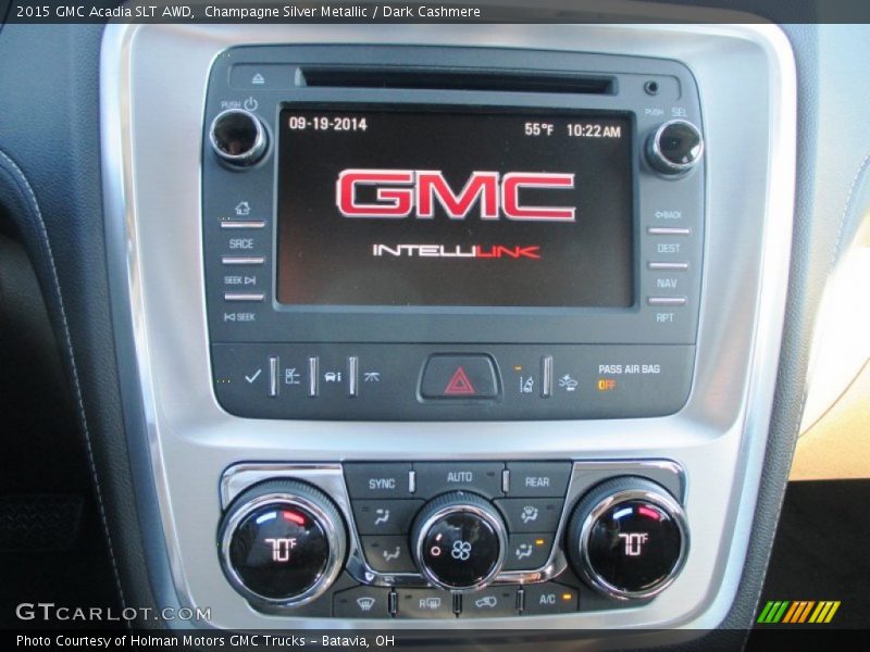 Champagne Silver Metallic / Dark Cashmere 2015 GMC Acadia SLT AWD