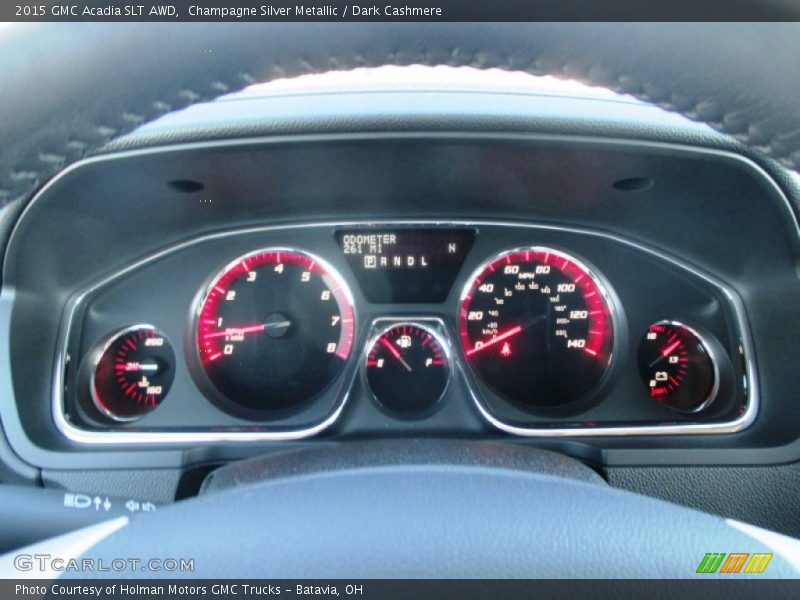 Champagne Silver Metallic / Dark Cashmere 2015 GMC Acadia SLT AWD