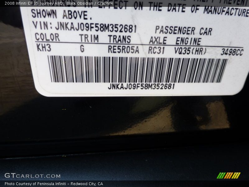 Black Obsidian / Graphite 2008 Infiniti EX 35 Journey AWD