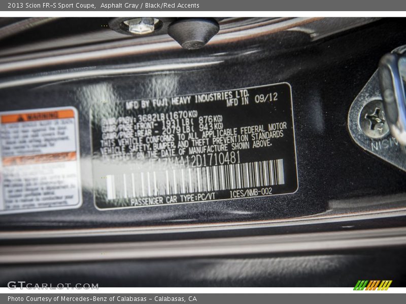 Asphalt Gray / Black/Red Accents 2013 Scion FR-S Sport Coupe