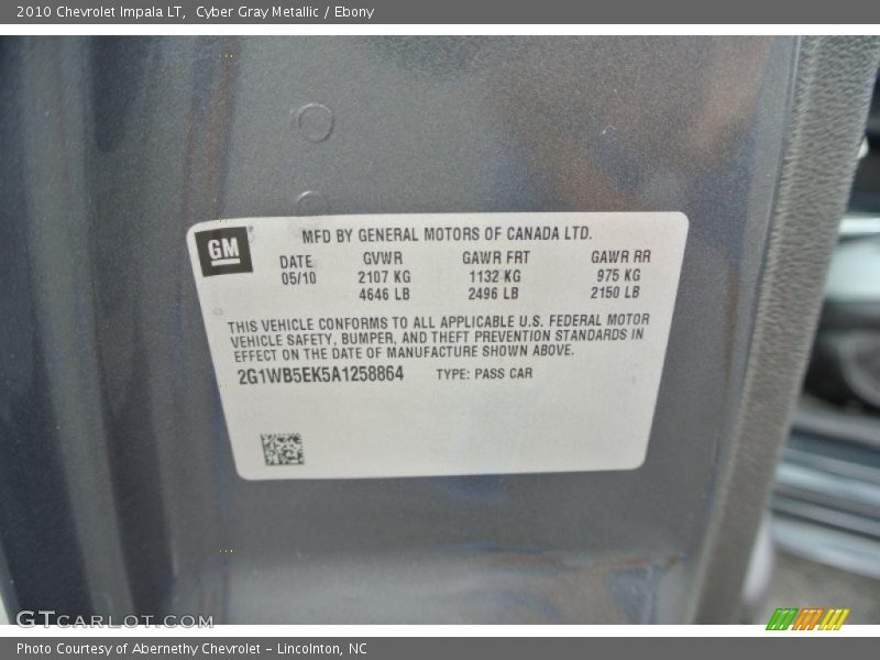 Cyber Gray Metallic / Ebony 2010 Chevrolet Impala LT