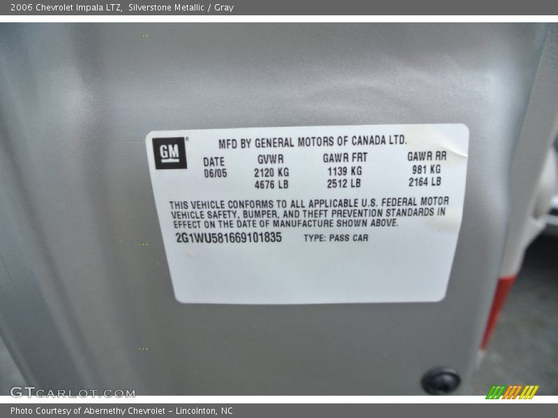 Silverstone Metallic / Gray 2006 Chevrolet Impala LTZ