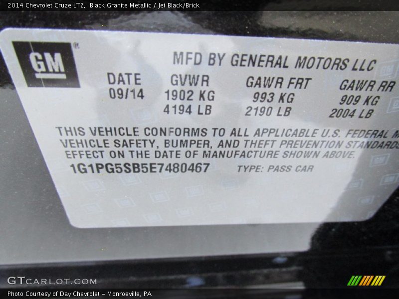 Black Granite Metallic / Jet Black/Brick 2014 Chevrolet Cruze LTZ