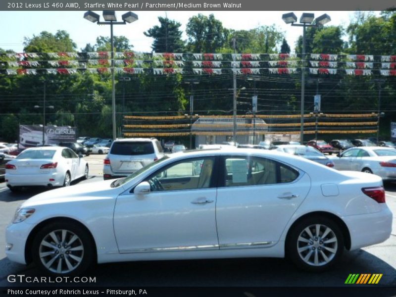 Starfire White Pearl / Parchment/Medium Brown Walnut 2012 Lexus LS 460 AWD