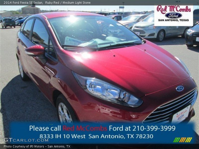 Ruby Red / Medium Light Stone 2014 Ford Fiesta SE Sedan