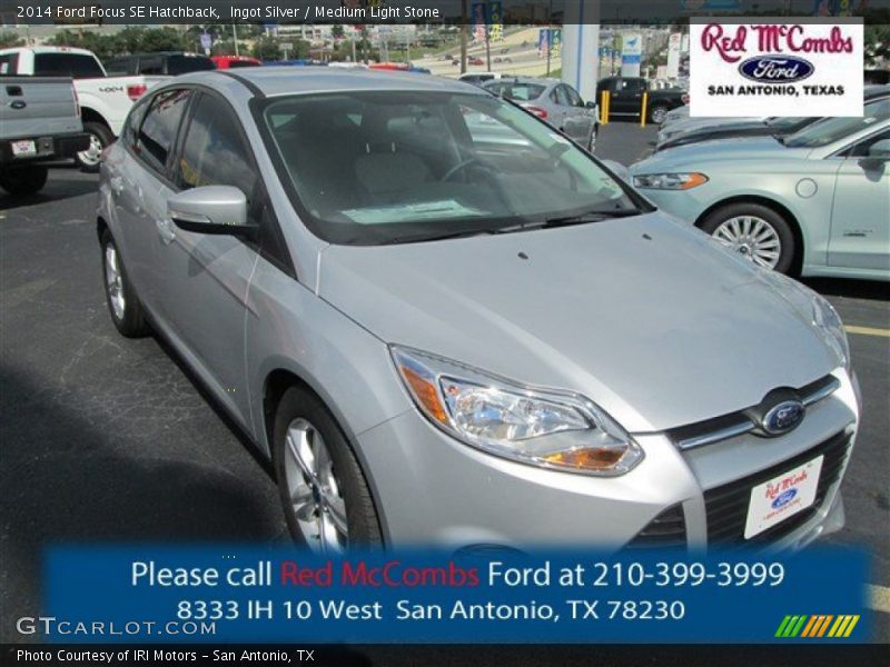 Ingot Silver / Medium Light Stone 2014 Ford Focus SE Hatchback