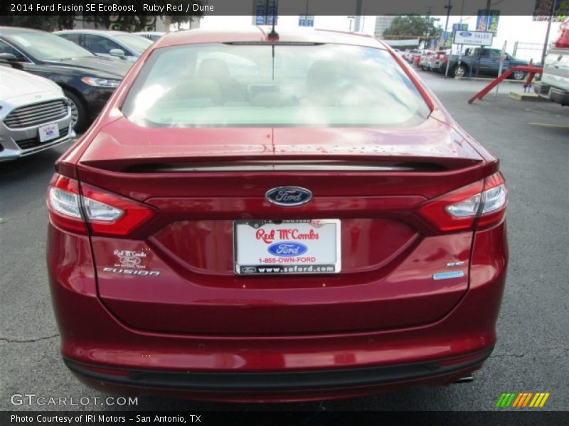 Ruby Red / Dune 2014 Ford Fusion SE EcoBoost
