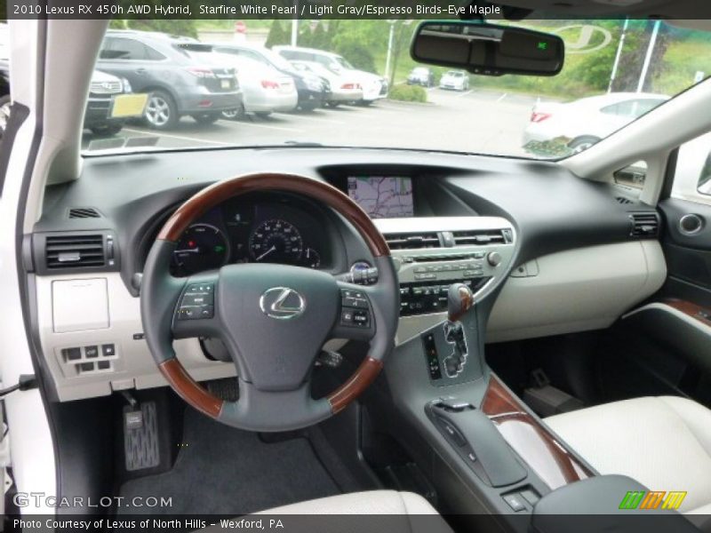 Starfire White Pearl / Light Gray/Espresso Birds-Eye Maple 2010 Lexus RX 450h AWD Hybrid