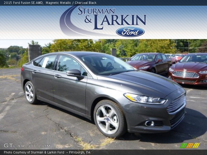 Magnetic Metallic / Charcoal Black 2015 Ford Fusion SE AWD