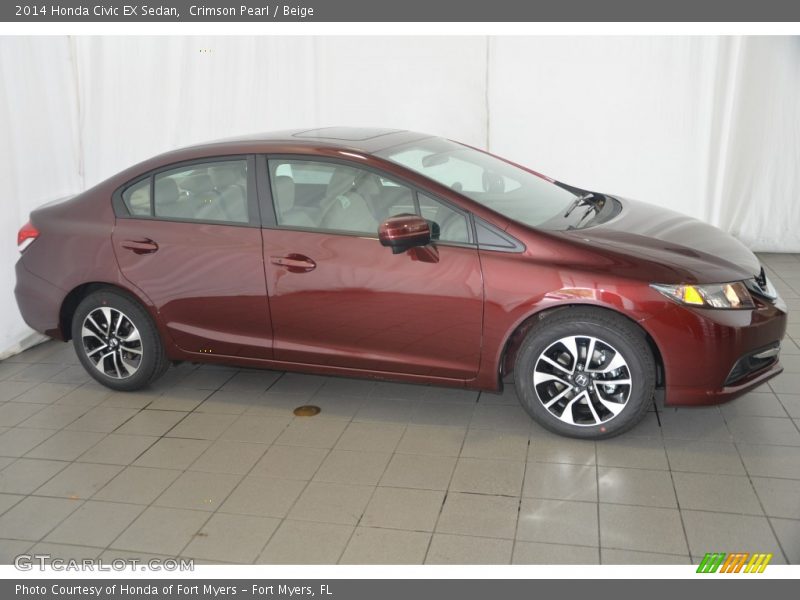 Crimson Pearl / Beige 2014 Honda Civic EX Sedan
