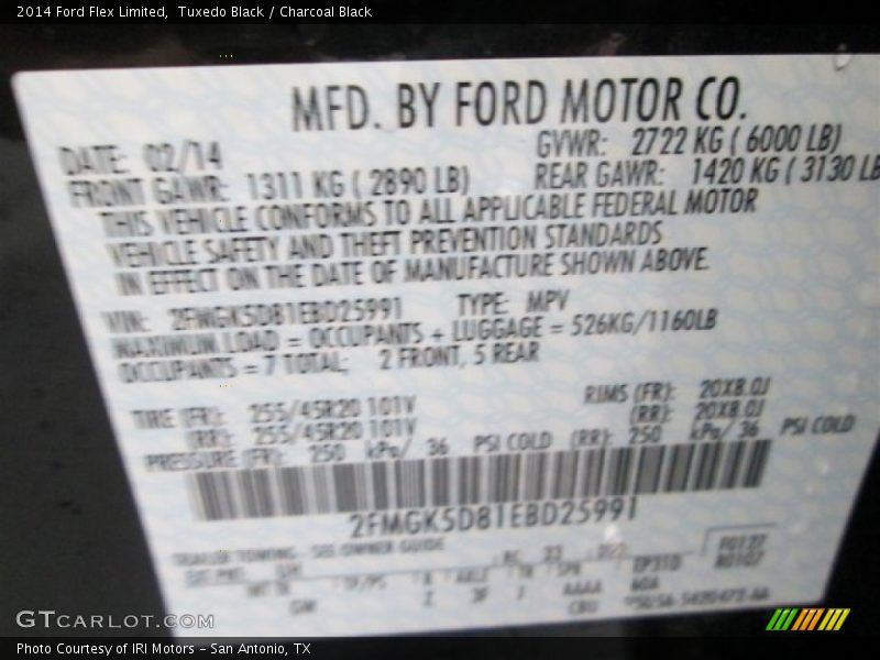 Tuxedo Black / Charcoal Black 2014 Ford Flex Limited