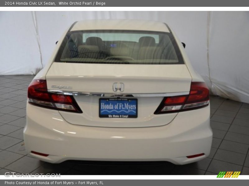 White Orchid Pearl / Beige 2014 Honda Civic LX Sedan