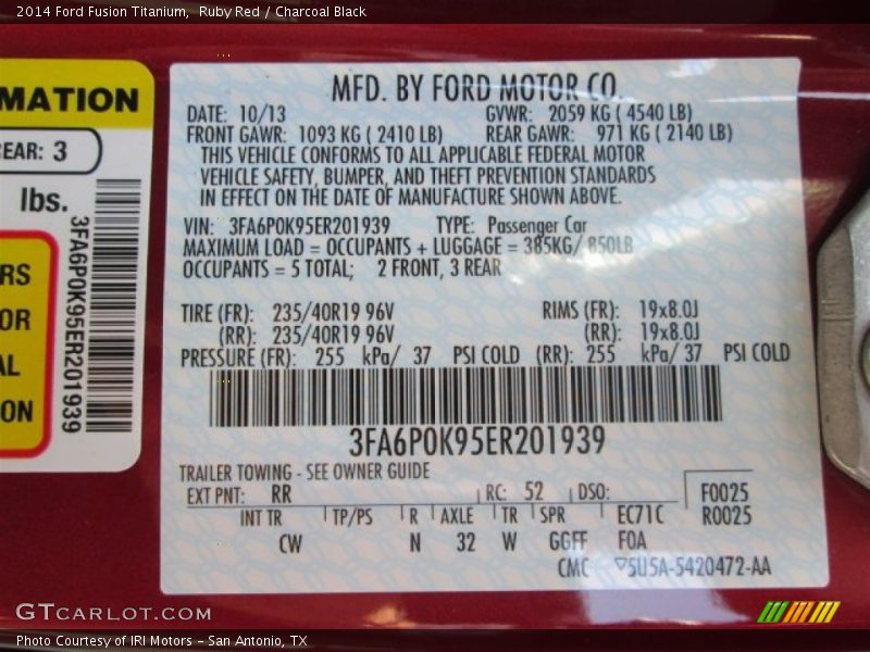 Ruby Red / Charcoal Black 2014 Ford Fusion Titanium