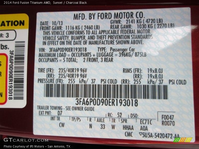 Sunset / Charcoal Black 2014 Ford Fusion Titanium AWD