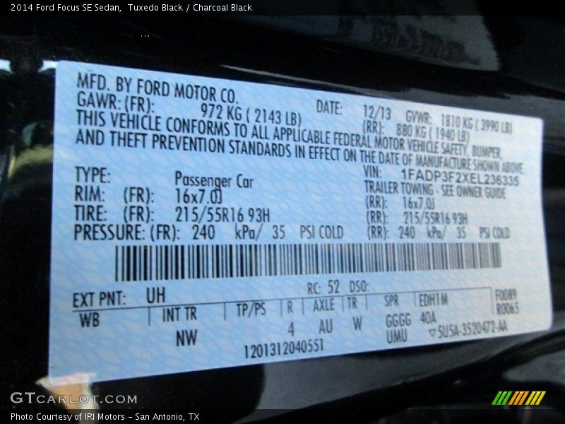 Tuxedo Black / Charcoal Black 2014 Ford Focus SE Sedan