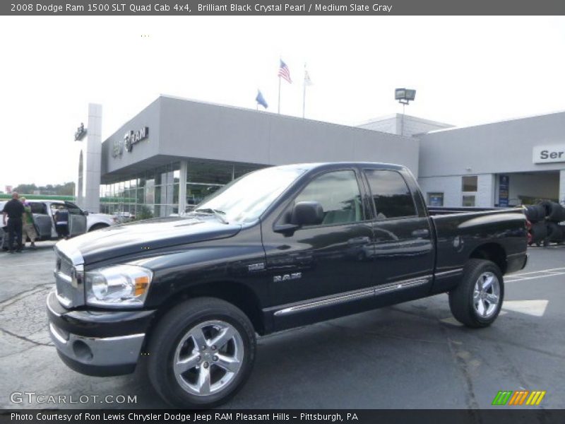 Brilliant Black Crystal Pearl / Medium Slate Gray 2008 Dodge Ram 1500 SLT Quad Cab 4x4