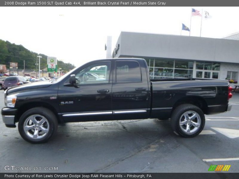 Brilliant Black Crystal Pearl / Medium Slate Gray 2008 Dodge Ram 1500 SLT Quad Cab 4x4