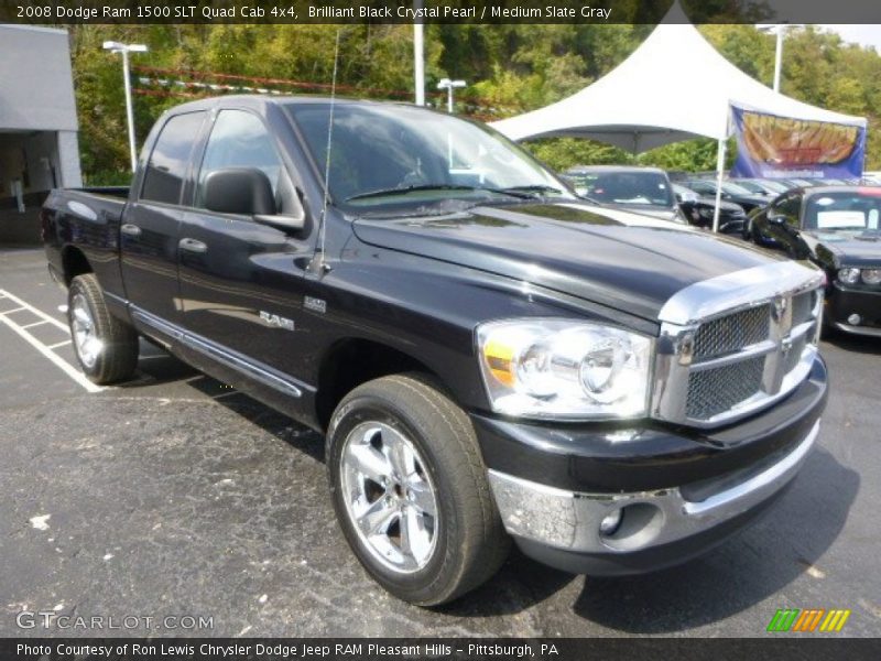 Brilliant Black Crystal Pearl / Medium Slate Gray 2008 Dodge Ram 1500 SLT Quad Cab 4x4