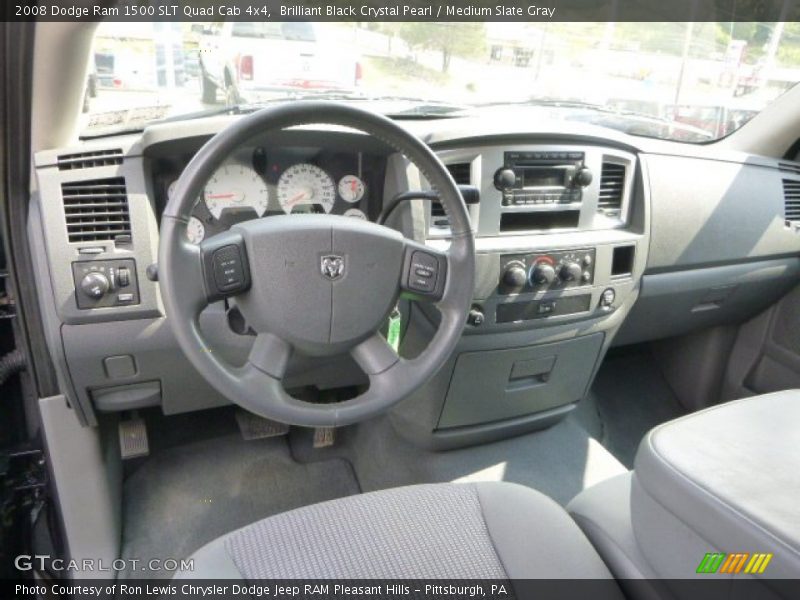Brilliant Black Crystal Pearl / Medium Slate Gray 2008 Dodge Ram 1500 SLT Quad Cab 4x4