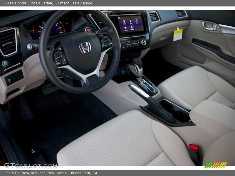 Crimson Pearl / Beige 2014 Honda Civic EX Sedan