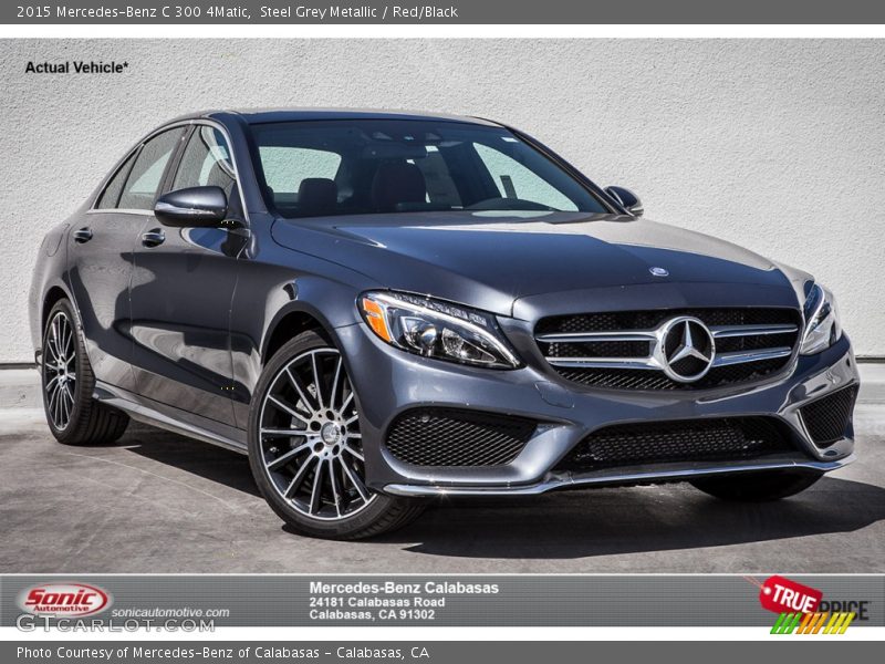 Steel Grey Metallic / Red/Black 2015 Mercedes-Benz C 300 4Matic