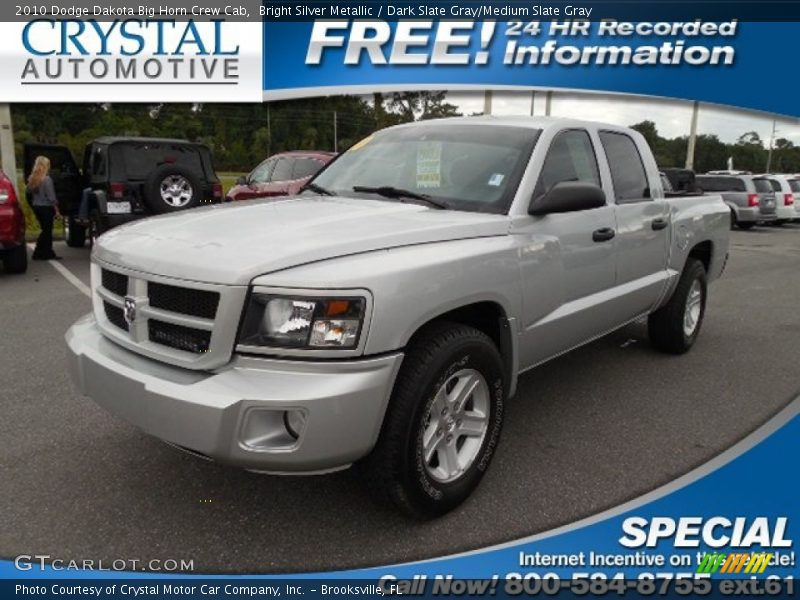 Bright Silver Metallic / Dark Slate Gray/Medium Slate Gray 2010 Dodge Dakota Big Horn Crew Cab