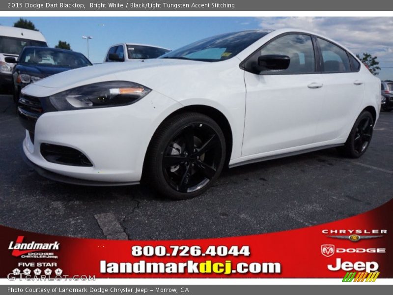 Bright White / Black/Light Tungsten Accent Stitching 2015 Dodge Dart Blacktop