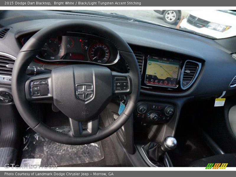 Bright White / Black/Light Tungsten Accent Stitching 2015 Dodge Dart Blacktop