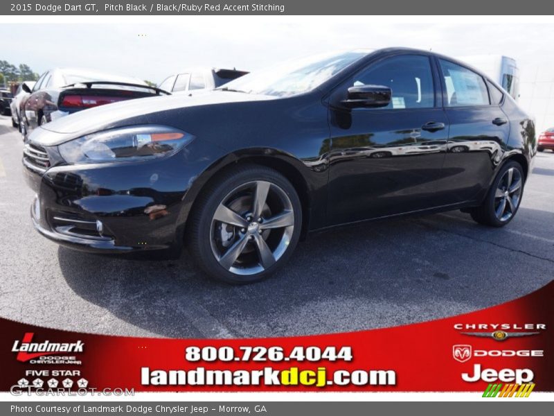 Pitch Black / Black/Ruby Red Accent Stitching 2015 Dodge Dart GT